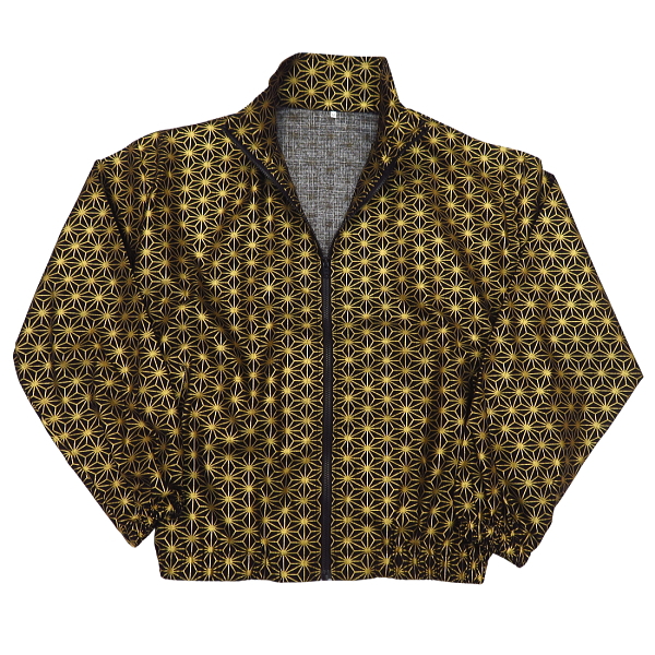 金彩麻の葉紋様ジャンバー（黒金）　義若オリジナル